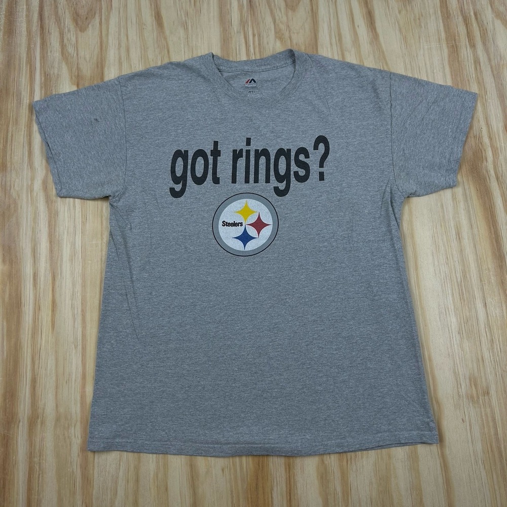 Pittsburgh Steelers "Got Rings? We Do" NFL Football T-Shirt Gray Men Size L Y2K - Picture 3 of 9